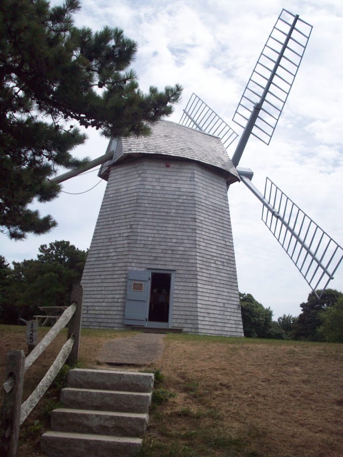 A side view of Godfrey Windmill in Chatham, MA